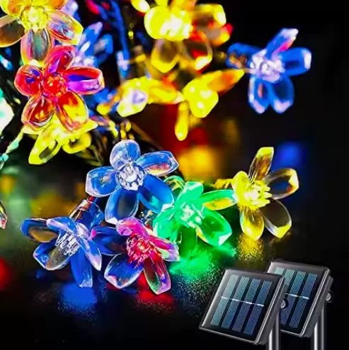 Cadena de Luces Solares de Flores Impermeables de 9.5 Metros con 50 Piezas y 8 Modos de Iluminación